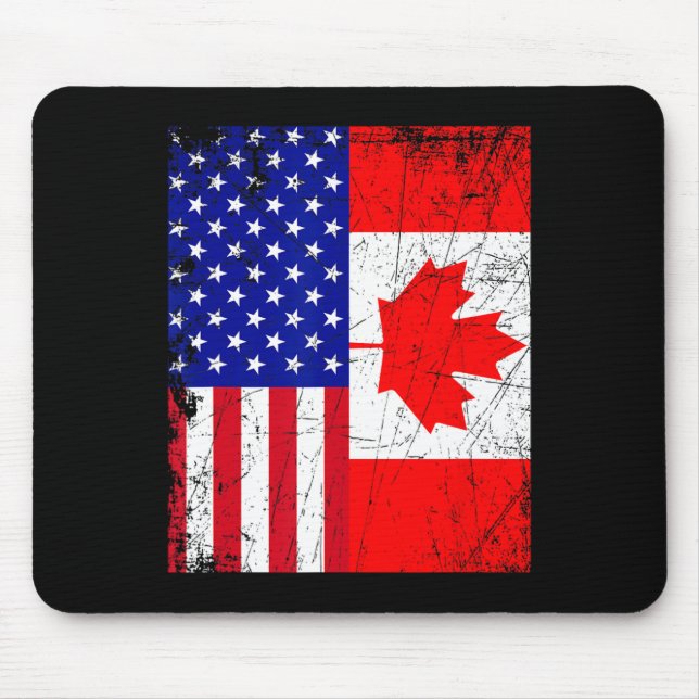 Canadian American Shirt Usa Canada Flag 4th Of Jul Mouse Pad (Front)