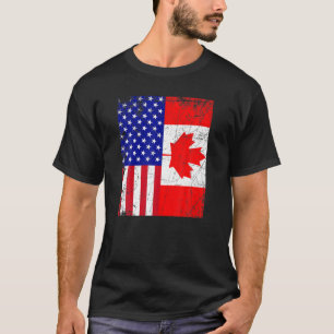 Canadian American USA Canada Flag 4Th Of July T T-Shirt