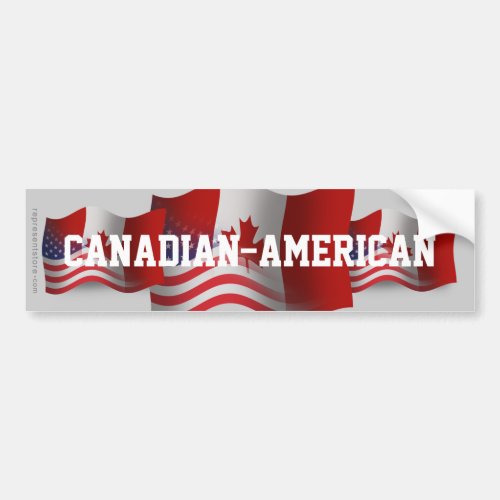 Canadian_American Waving Flag Bumper Sticker