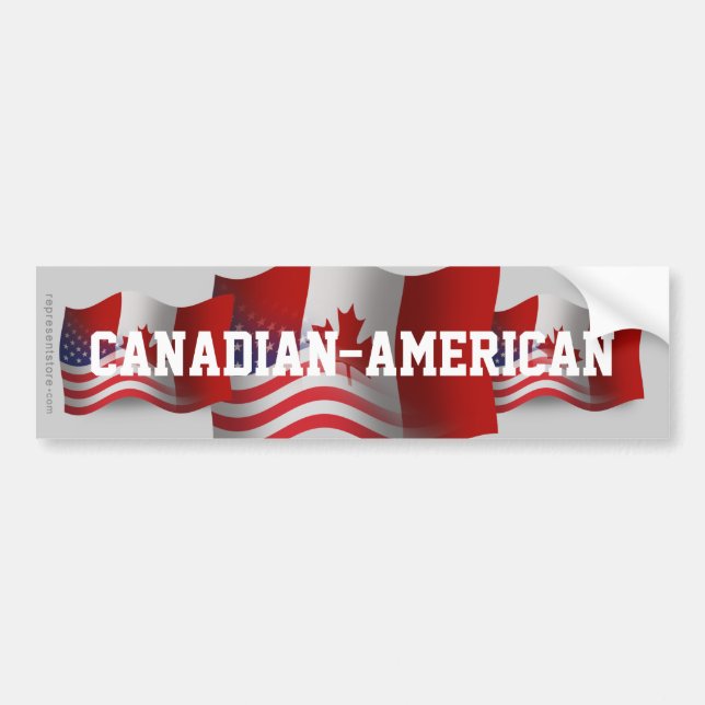 Canadian-American Waving Flag Bumper Sticker (Front)