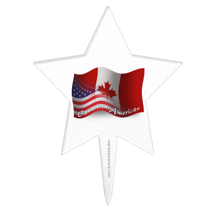 Canadian American Waving Flag Cake Topper