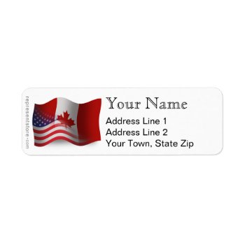 Canadian-american Waving Flag Label by representshop at Zazzle