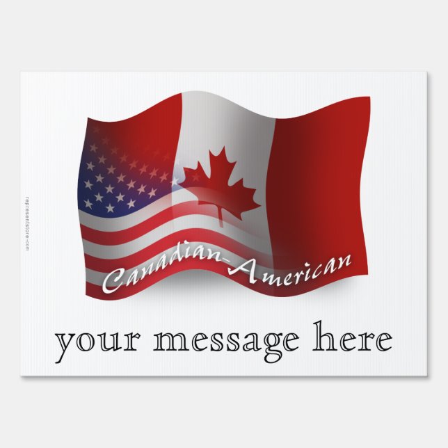 Canadian-American Waving Flag Yard Sign (Front)