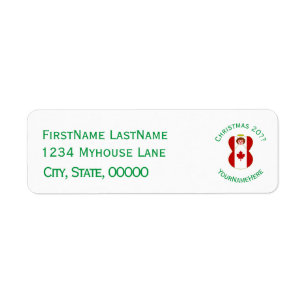 Canadian Angel Christmas Flag Personalized Label