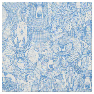 canadian animals cyan blue white fabric