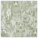 canadian animals dark olive white fabric