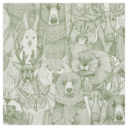 canadian animals dark olive white fabric