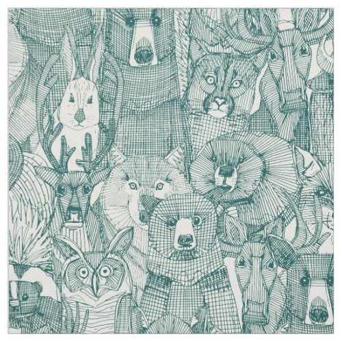canadian animals dark teal half pearl fabric