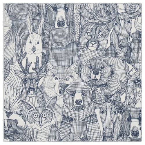 canadian animals navy white fabric