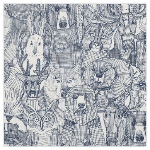 canadian animals navy white fabric