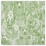 canadian animals parsley green half pearl fabric