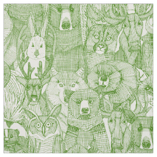 canadian animals parsley green half pearl fabric