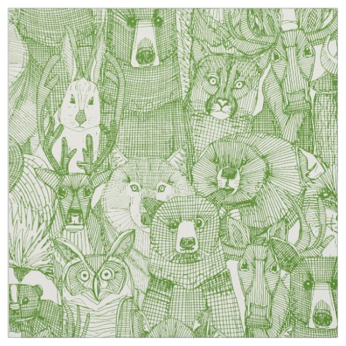 canadian animals parsley green half pearl fabric