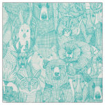 canadian animals teal pearl fabric