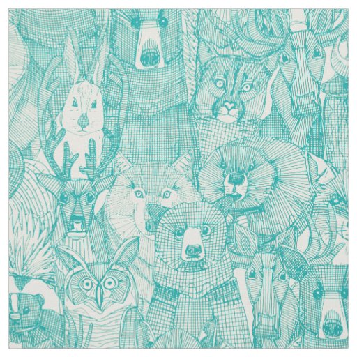 canadian animals teal pearl fabric