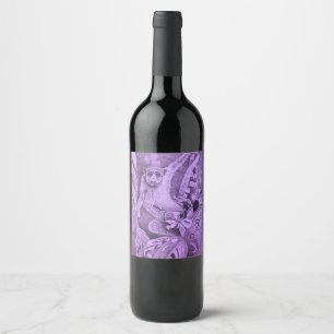 canadian artist, purple wine bottle labels, art wine label