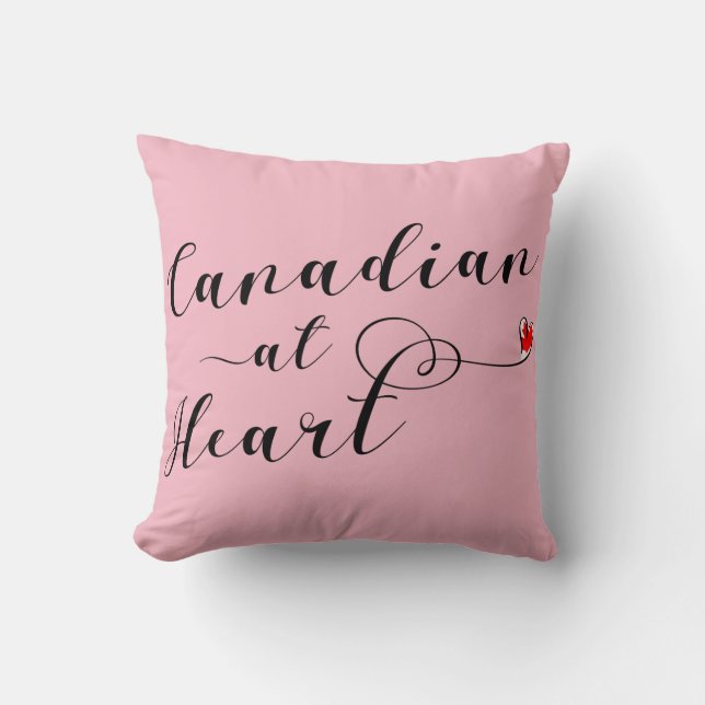 Canadian At Heart Throw Cushion, Canada Pillow (Front)