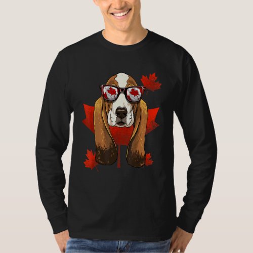 Canadian Basset Hound Dog Maple Leaf Patriotic Can T_Shirt