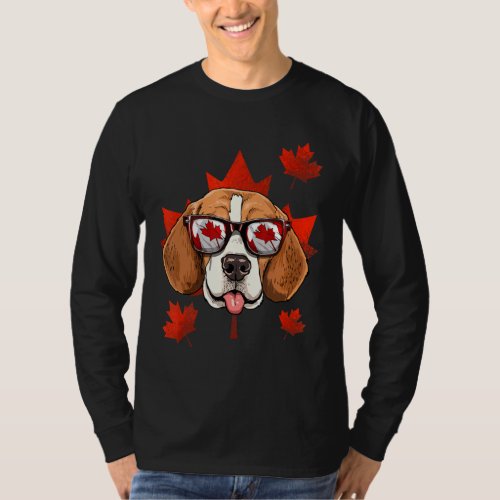 Canadian Beagle Dog Maple Leaf Patriotic Canada Fl T_Shirt