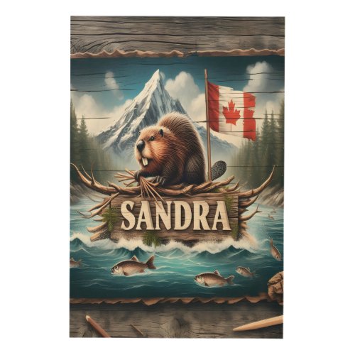 Canadian Beaver By The Lake Wood Wall Art