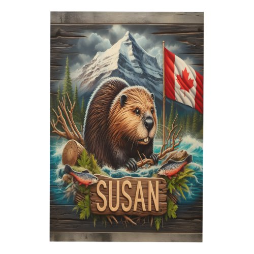 Canadian Beaver By The Lake Wood Wall Art