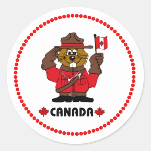 Canadian Beaver Canada Day Classic Round Sticker