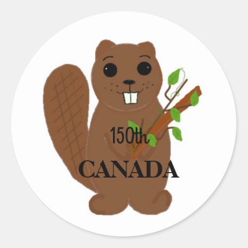 Canadian Beaver Celebrate Canada Classic Round Sticker