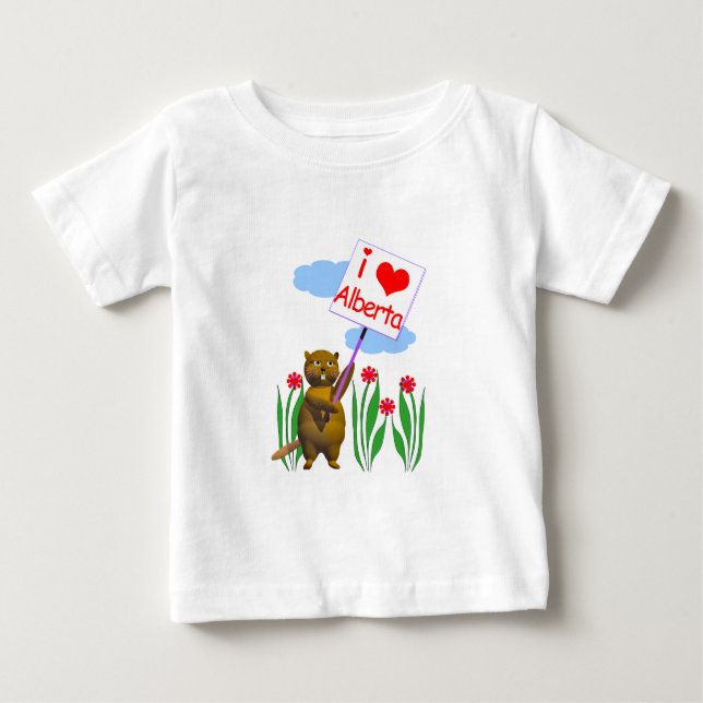 Canadian Beaver Loves Alberta Baby T-Shirt (Front)