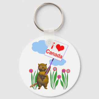 Canadian Beaver Loves Canada Keychain