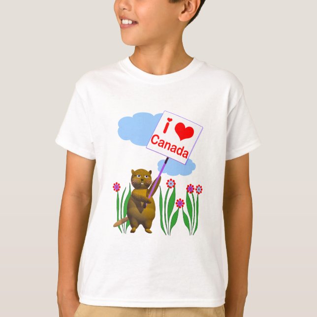 Canadian Beaver Loves Canada T-Shirt (Front)