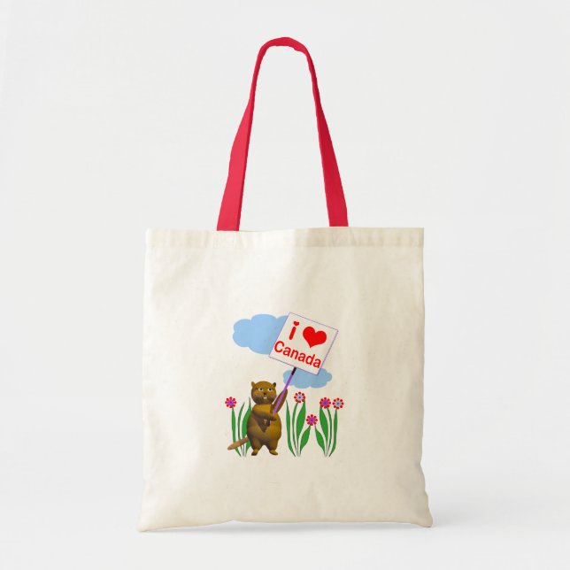 Canadian Beaver Loves Canada Tote Bag (Front)