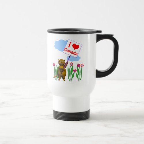 Canadian Beaver Loves Canada Travel Mug