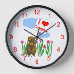 Canadian Beaver Loves Canada Wall Clock at Zazzle