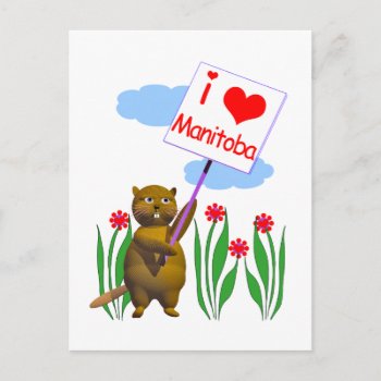 Canadian Beaver Loves Manitoba Postcard by canadianpeer at Zazzle