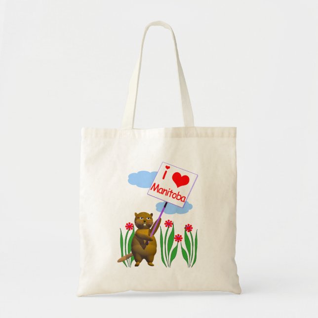 Canadian Beaver Loves Manitoba Tote Bag (Front)