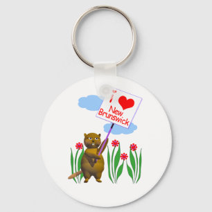 Canadian Beaver Loves New Brunswick Keychain
