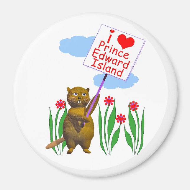 Canadian Beaver Loves Prince Edward Island Magnet (Front)