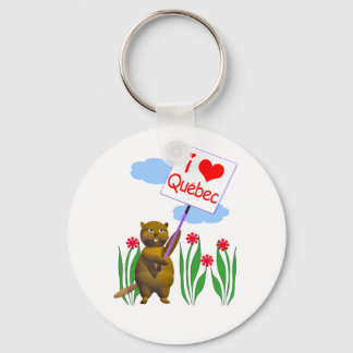 Canadian Beaver Loves Quebec Keychain