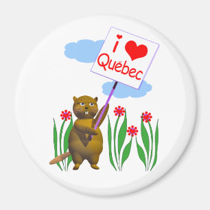 Canadian Beaver Loves Quebec Magnet