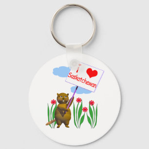 Canadian Beaver Loves Saskatchewan Keychain