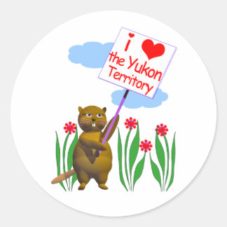 Canadian Beaver Loves the Yukon Classic Round Sticker