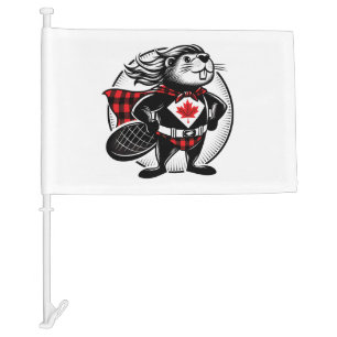 Canadian Beaver Lumberjack Buffalo Plaid Car Flag