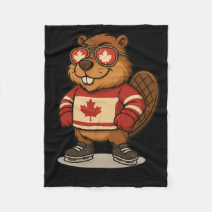 Canadian Beaver Symbol Hockey Shirt 1st July Canad Fleece Blanket