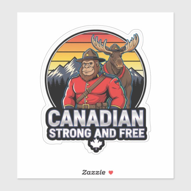 Canadian Bigfoot Strong And Free Sticker (Sheet)