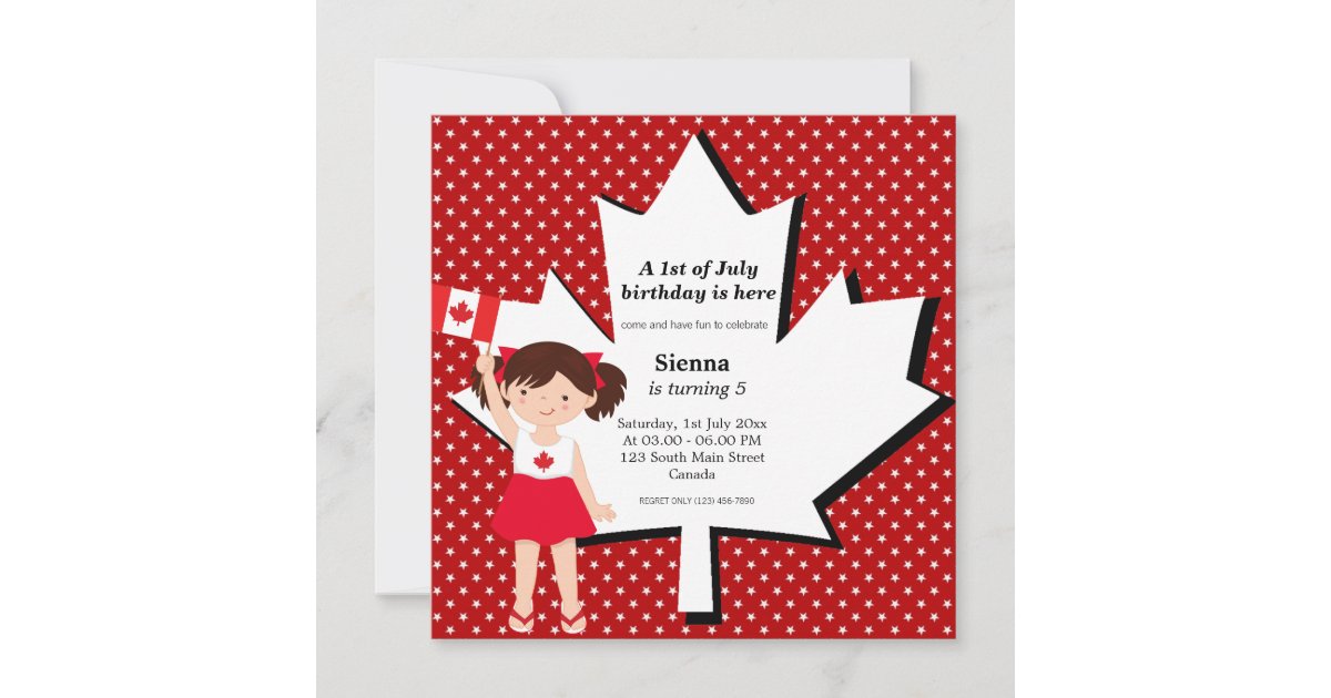 Canadian birthday girl invitation Zazzle