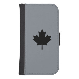 Canadian Black Maple Leaf Decor Wallet Phone Case For Samsung Galaxy S4