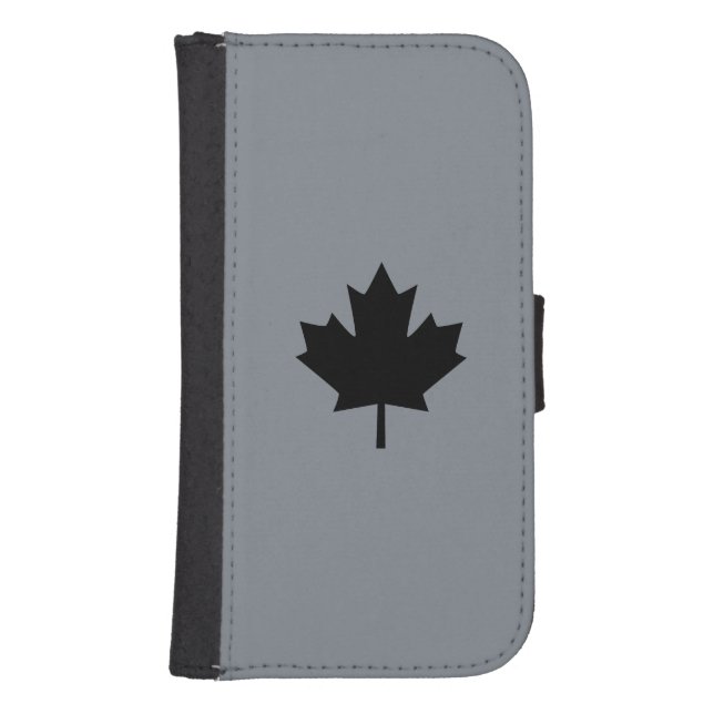 Canadian Black Maple Leaf Decor Samsung Galaxy Wallet Case (Front)