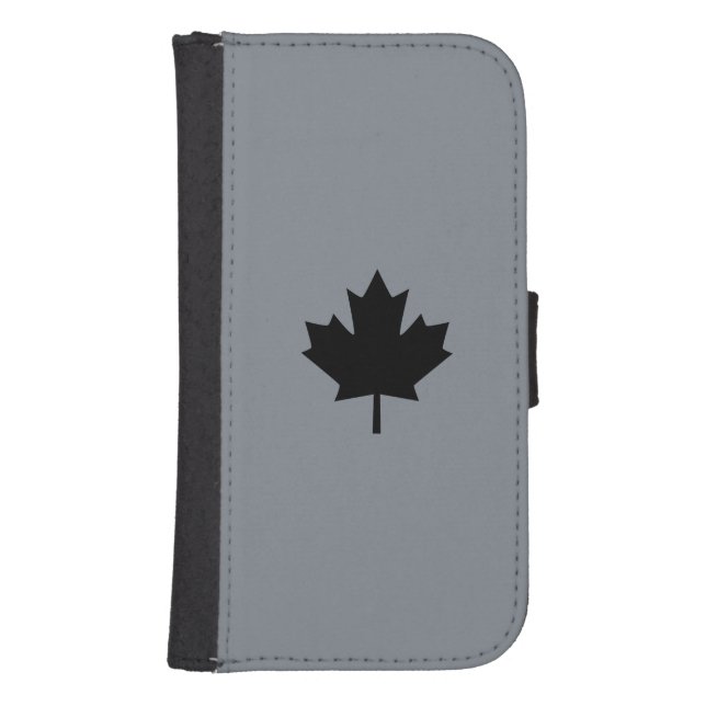Canadian Black Maple Leaf Decor Samsung Galaxy Wallet Case (Front)