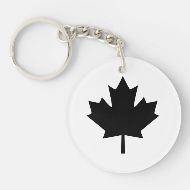 Canadian Black Maple Leaf Design Keychain (Front)