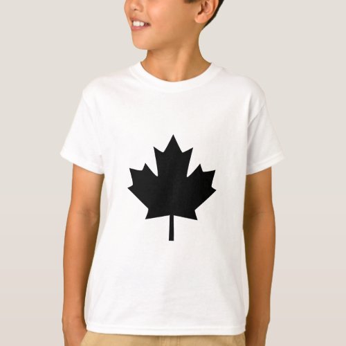 Canadian Black Maple Leaf Design T_Shirt